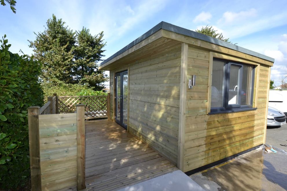 This visitor centre has pressure treated redwood TGV cladding, fascia and soffit boards with matching corner trims