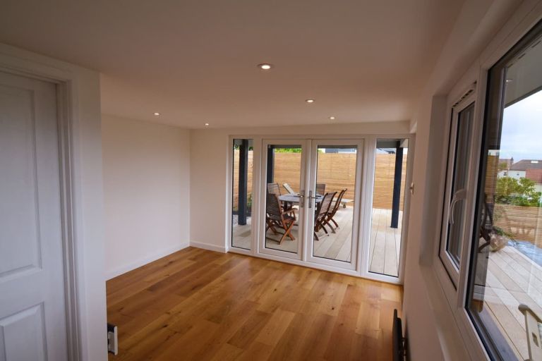 Internal view of a bespoke garden room in Salcombe