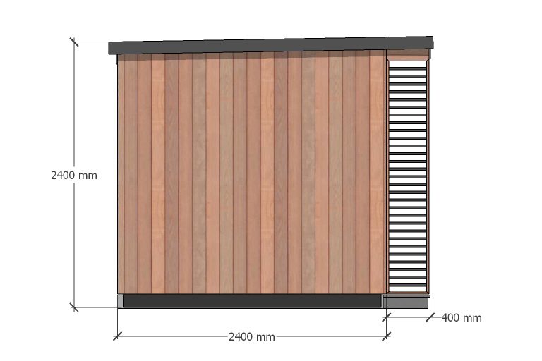 The Dart – 3m x 2.4m. Left-hand Elevation