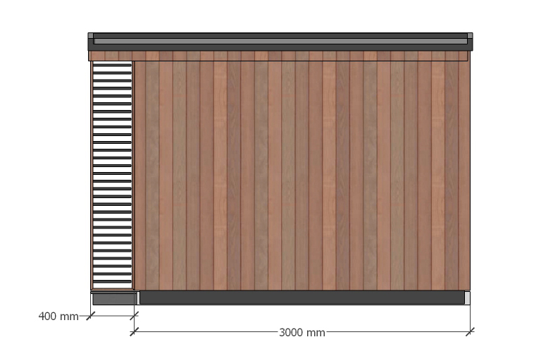 The Dart – 3m x 2.4m. Rear Elevation