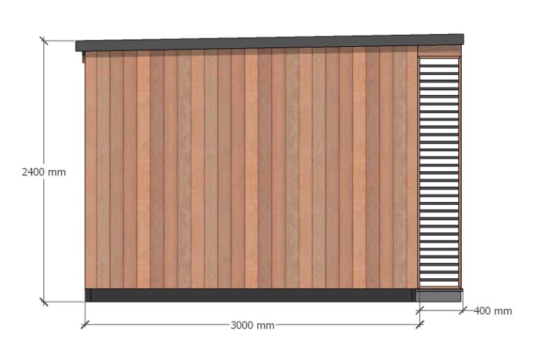 The Dart – 3.6m x 3m. Left-hand Elevation