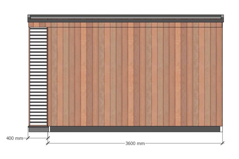 The Dart – 3.6m x 3m. Rear Elevation