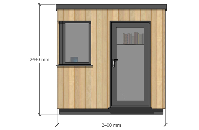 The Exe – 2.4m x 1.8m. Front Elevation