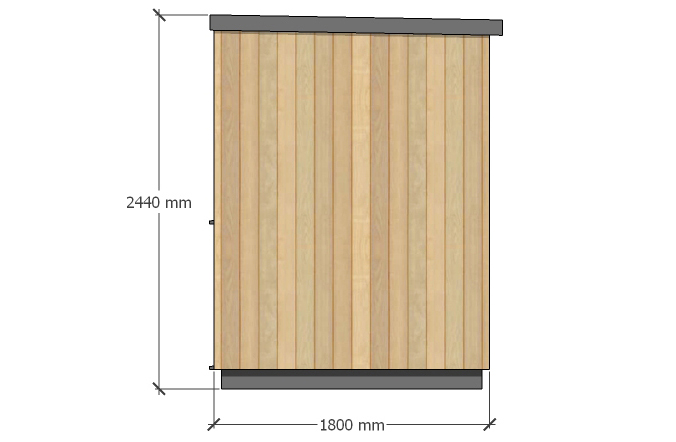 The Exe – 2.4m x 1.8m. Right-hand Elevation