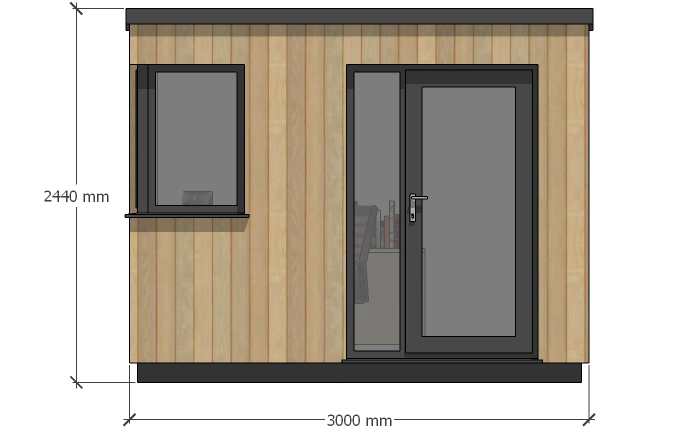 The Exe – 3m x 2.4m. Front Elevation