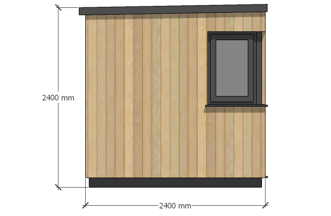 The Exe – 3m x 2.4m. Left-hand Elevation