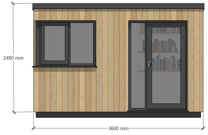 The Exe – 3.6m x 2.4m. Front Elevation