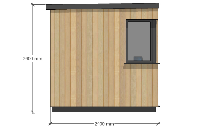 The Exe – 3.6m x 2.4m. Left-hand Elevation