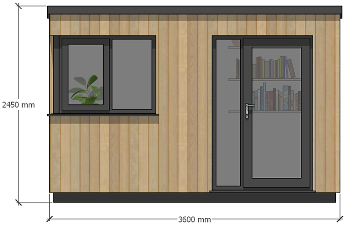 The Exe – 3.6m x 3m. Front Elevation