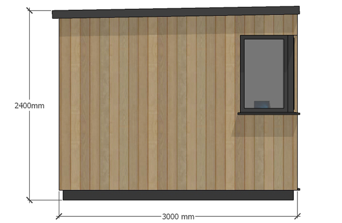 The Exe – 3.6m x 3m. Left-hand Elevation