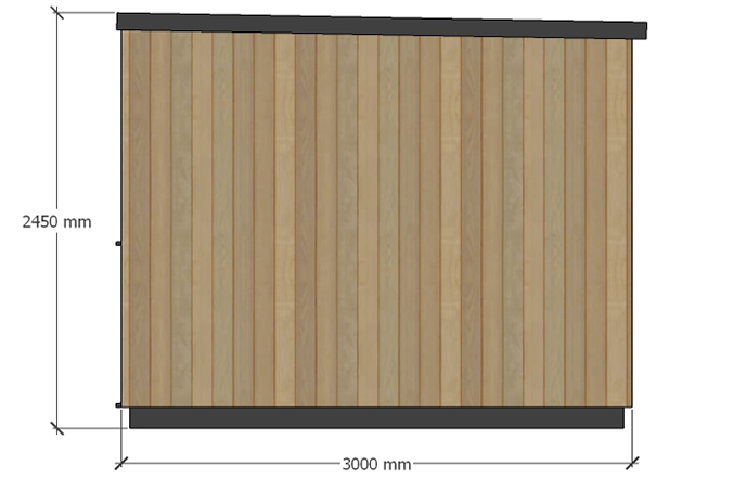 The Exe – 3.6m x 3m. Right-had Elevation