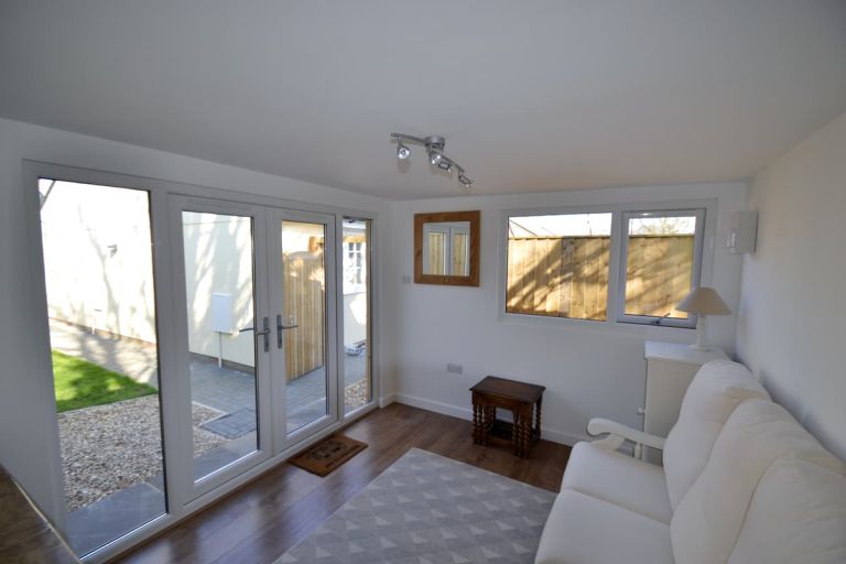 Internal view of the UPVC French doors and casement windows