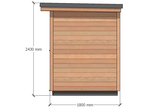 The Otter – 2.4m x 1.8m. Right-hand Elevation