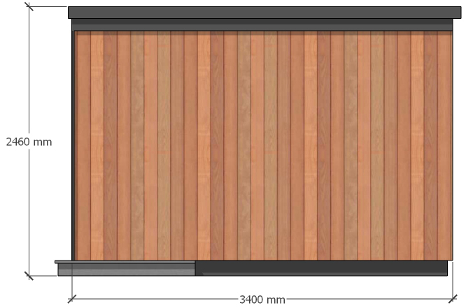 The Taw – 3.6m x 3.4m. Right-hand Elevation